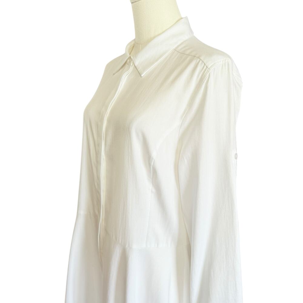 BcbgMaxazria Beatryce White Asymmetrical White Dress Size L 100% Cotton - Picture 8 of 16